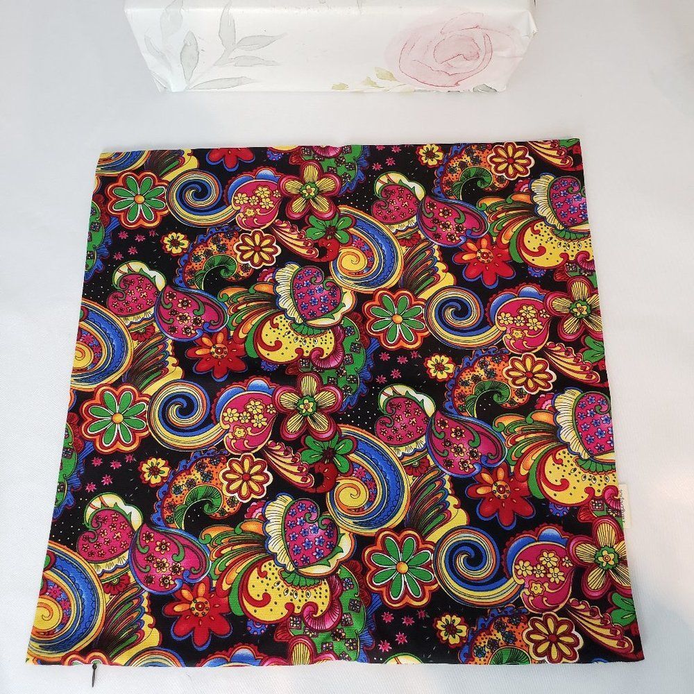Neon Boho Pop Square Throw Pillow Cover Bright Colorful Couch Accent